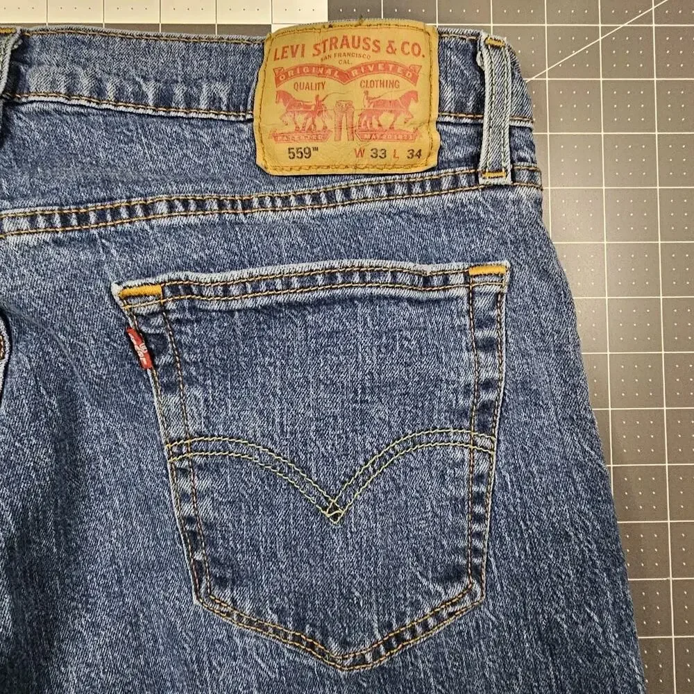 Levis 559 Jeans 33x34 Blue Loose Relaxed Baggy Straight Y2K Streetwear Workwear